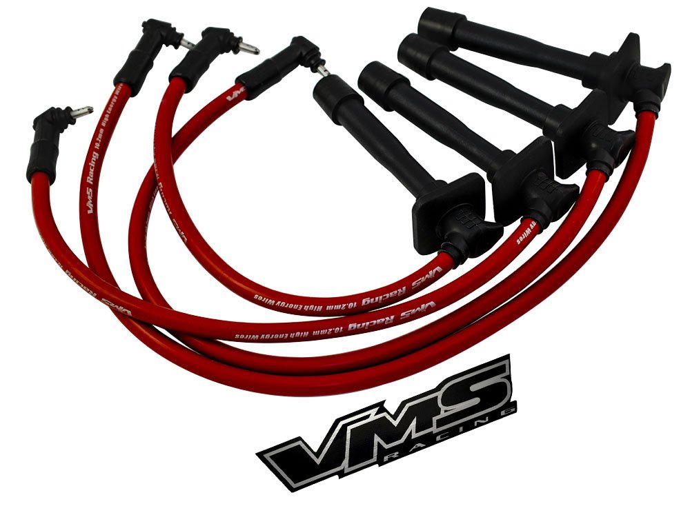 VMS RACING 93-97 10.2mm High Performance Engine Spark Plug Ignition Wires Wire Set in RED Compatible with Toyota Corolla 93 94 95 96 97 1993 1994 1995 1996 1997