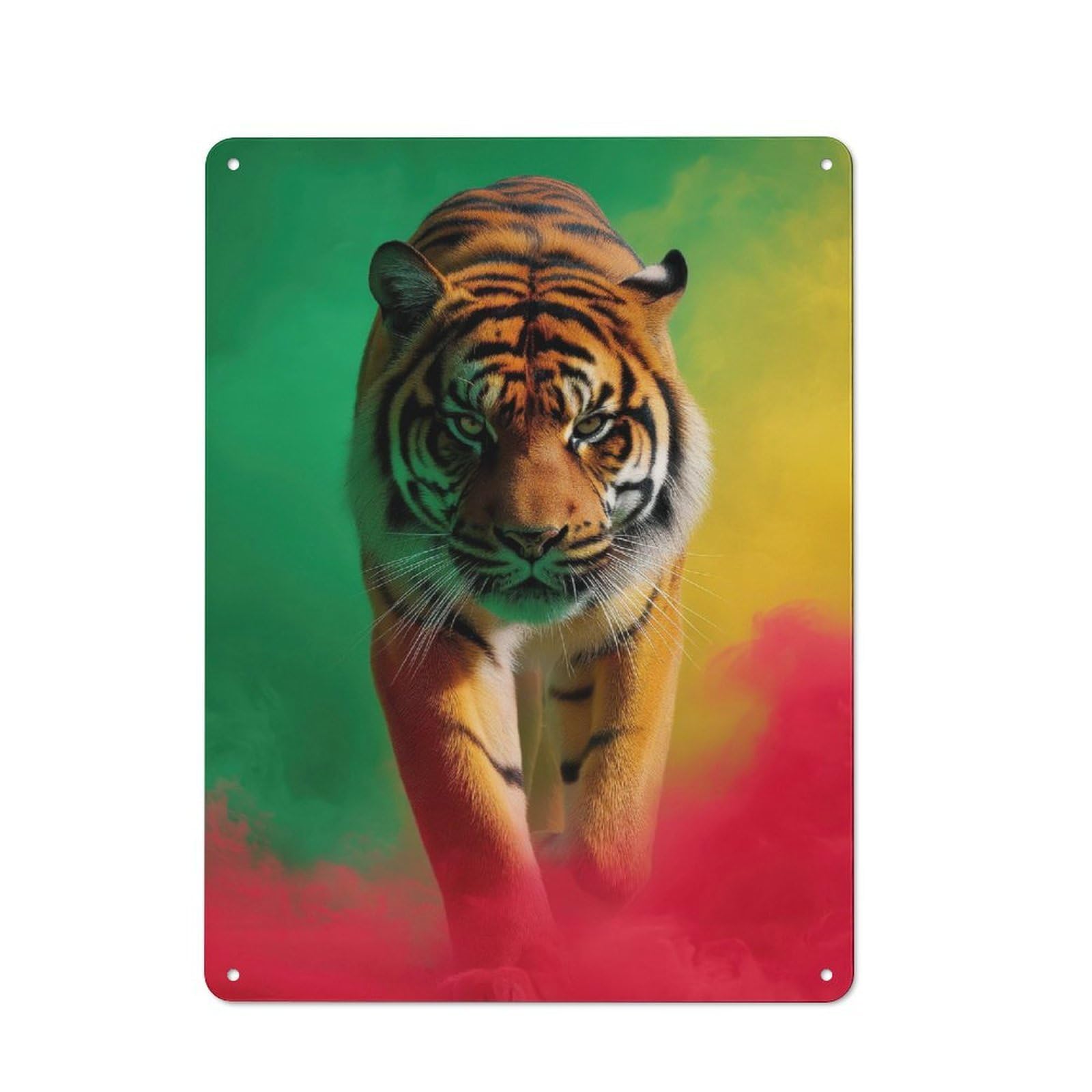 Junmoney Rasta Tiger 40X30cm Rustic Metal Sign With For Hobby Room Or Studio, Metal Sign Decor For Hobby Rooms And Studios