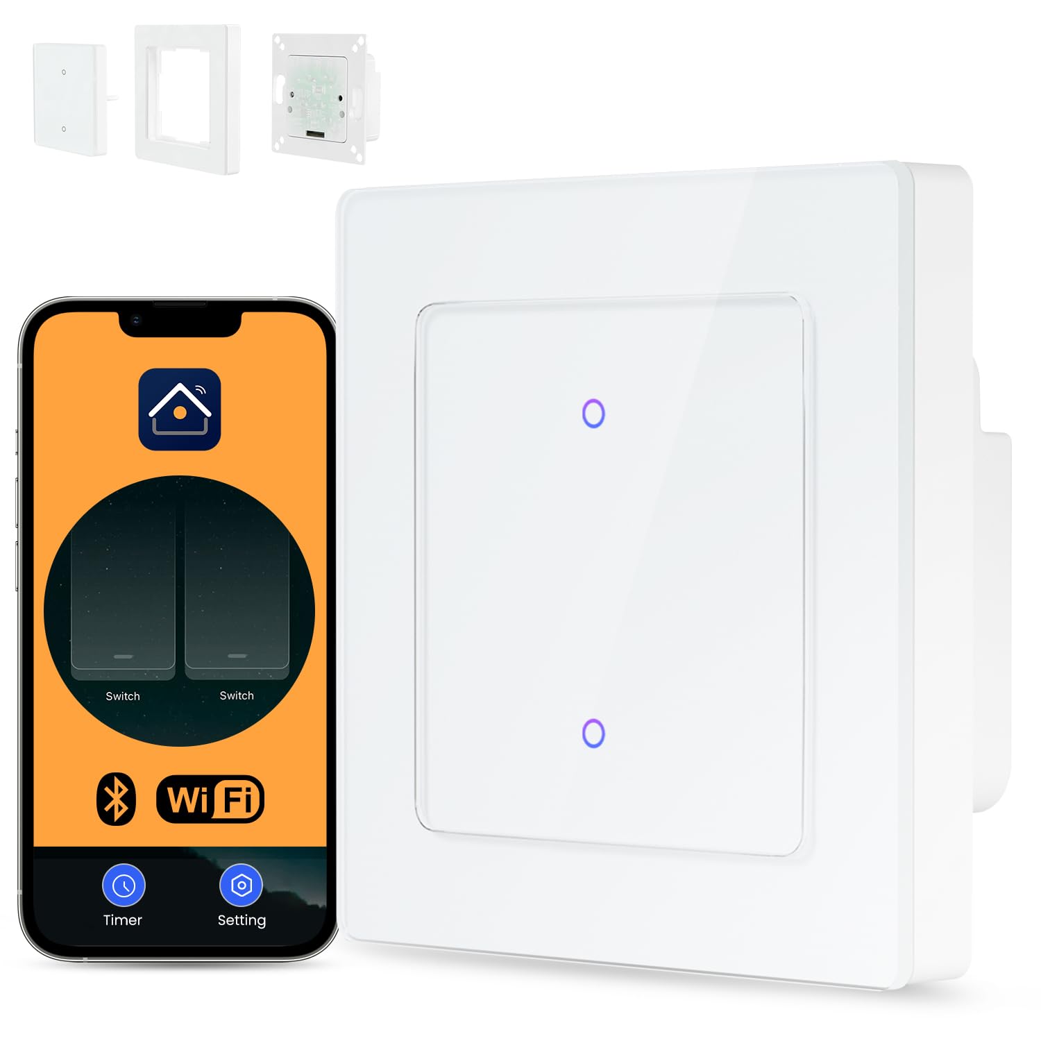AVATTO Smart Light Switch 55 Standard WLAN Wall Switch Supports Alexa