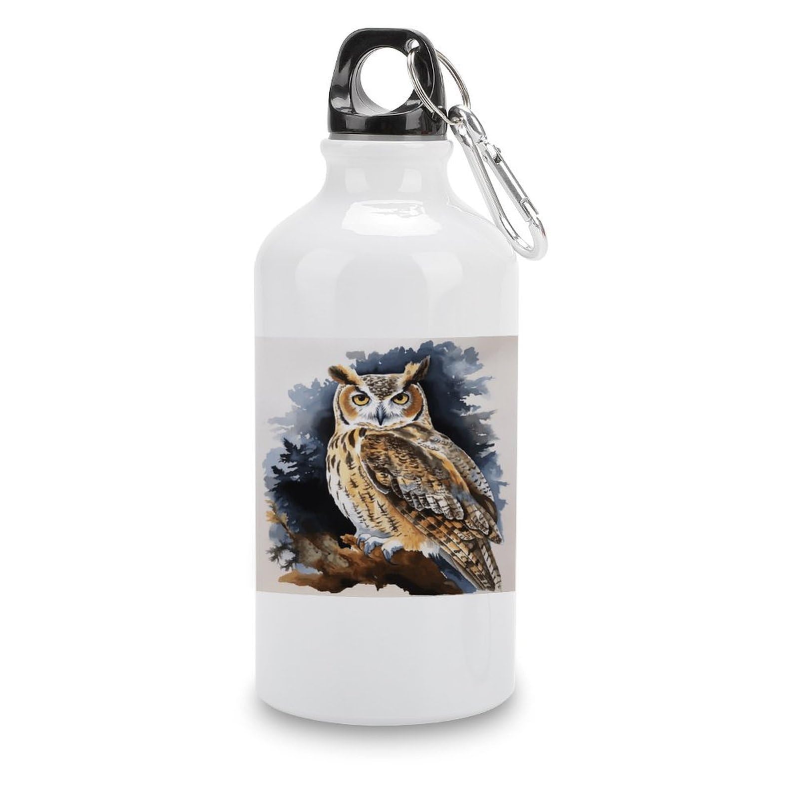 VstaDank Owl2 Water Bottles Aluminum Sports Water Bottle with Lid&Hook Buckle Fashion Vacuum Insulated Water Bottles Hydration Flask Leak Proof Tumbler Keep Cold&Hot