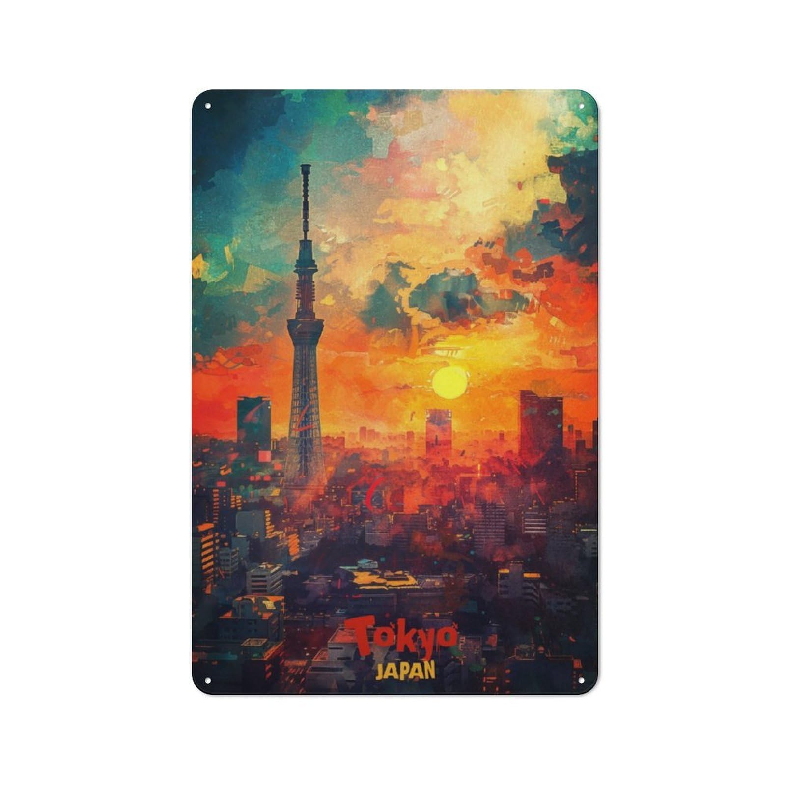 Junmoney Tokyo Art Metal Wall Sign 30X20cm Featuring For Workshop Wall, For Makers And Diy Enthusiasts
