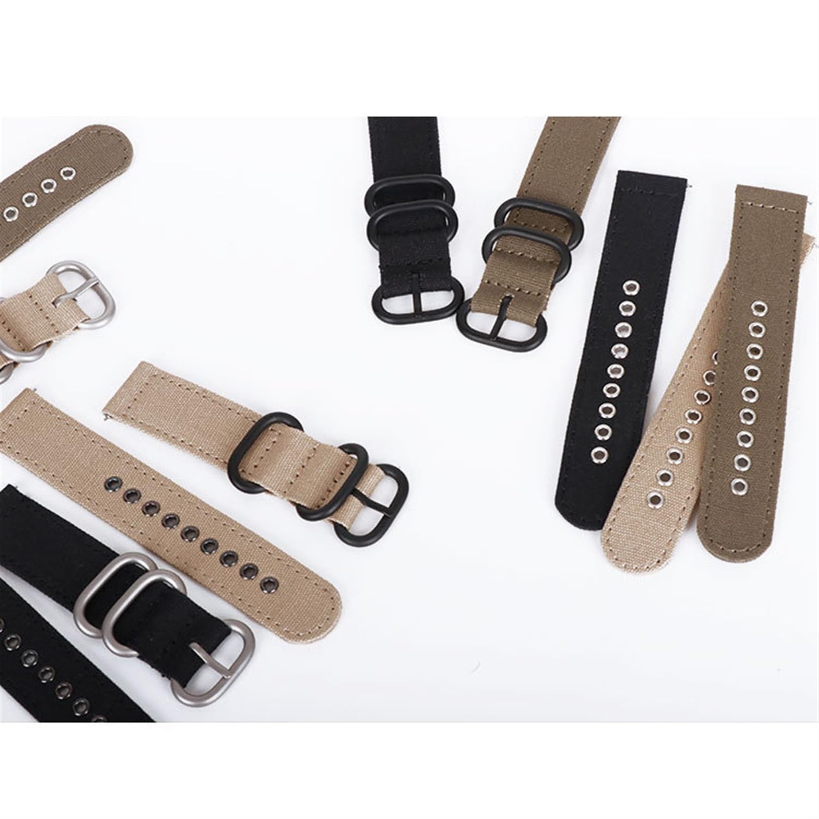 HABITZ Bracelet en nylon boucle anneau 18 mm 20 mm 22 mm 24 mm tissu en toile souple bracelet for dégagement rapide compatible for Samsung compatible for la montre intelligente Huawei (Color : Black