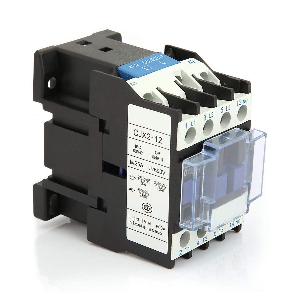 Contattore Elettrico Industriale CJX2-1210 CA per Guida Montaggio Bobina con 24V/48V/380V AC - Applicazione Distribuzione Alimentazione Elettrica, Connessione Stabile e Alta Conduttività