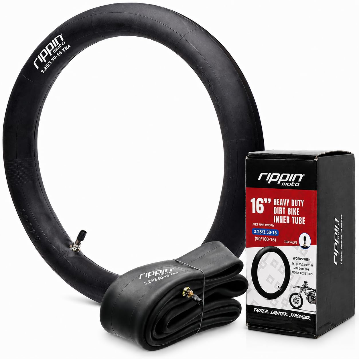 Rippin Moto 90/100-16 (3.25/3.50-16) Motorcycle Inner Tube, 3mm, TR4 Valve