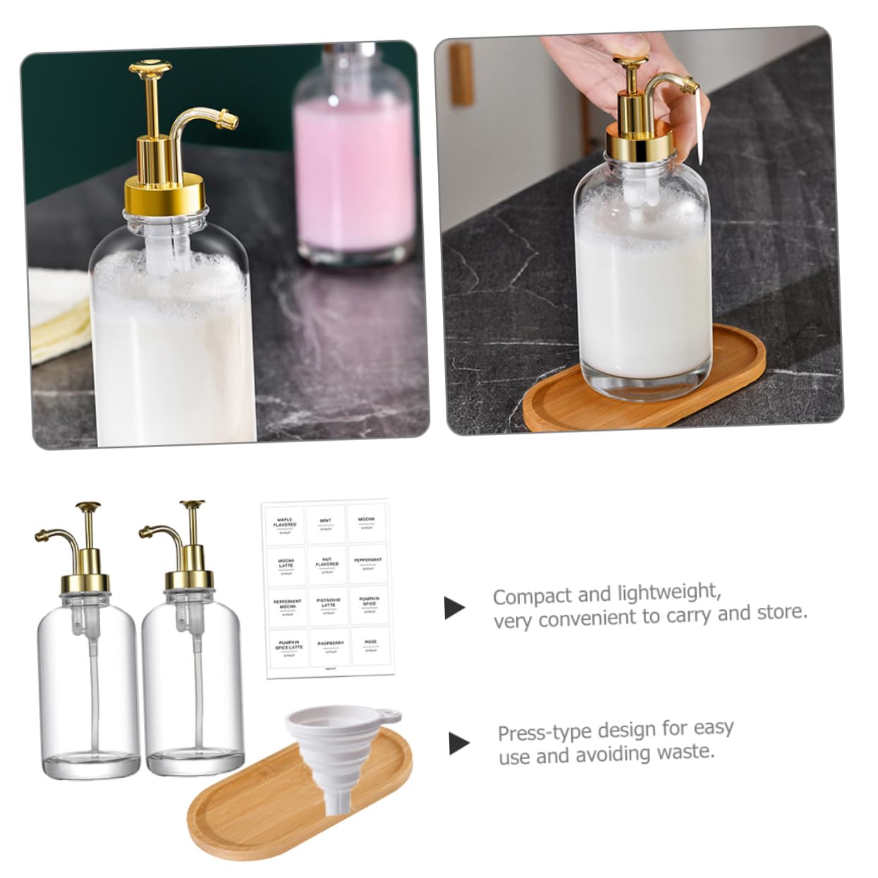 PRETYZOOM 500ml Dispensador De Jabón Líquido Vidrio Pulsador Multifuncional Compacto para Cocina y Baño
