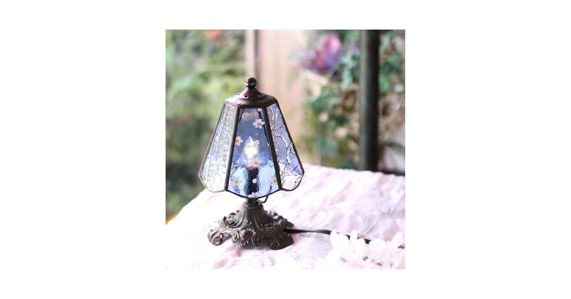 希少✨️ ステンドグラス 花モチーフ テーブルランプ 卓上ランプ 間接照明 希少✨️ ステンドグラス 花モチーフ テーブルランプ 卓上ランプ