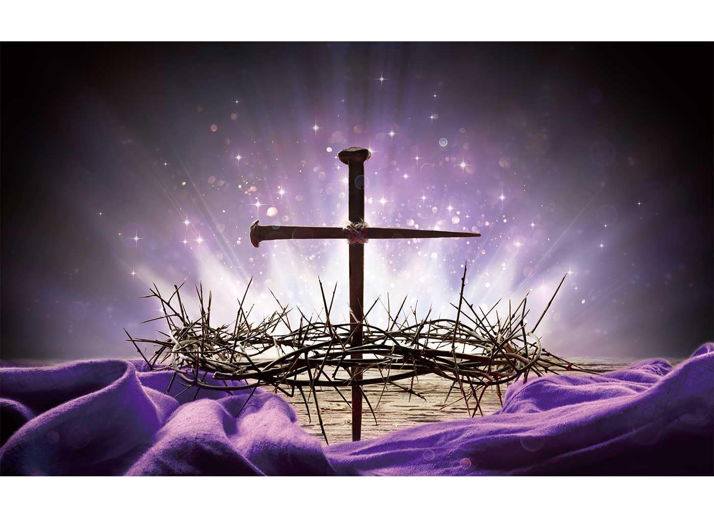 Zliisang 7x5ft Crucifixion of Jesus Backdrop Crown of Thorns Cross Photography Background Easter Backdrop for Church Event Party Decoration