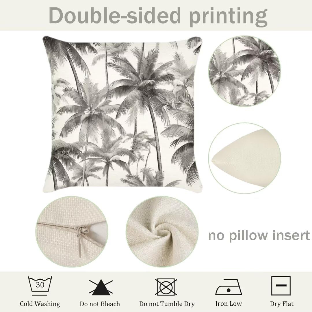 Fundas Cojines 55x55 cm Exterior Cojines Gris Fundas de Almohada Juego de 4, Cuadrados Funda Cojin Hoja Almohadas con Cremallera, Sofa Cama Decorativos para Hogar, Jardín, Salón y Dormitorio Ym267
