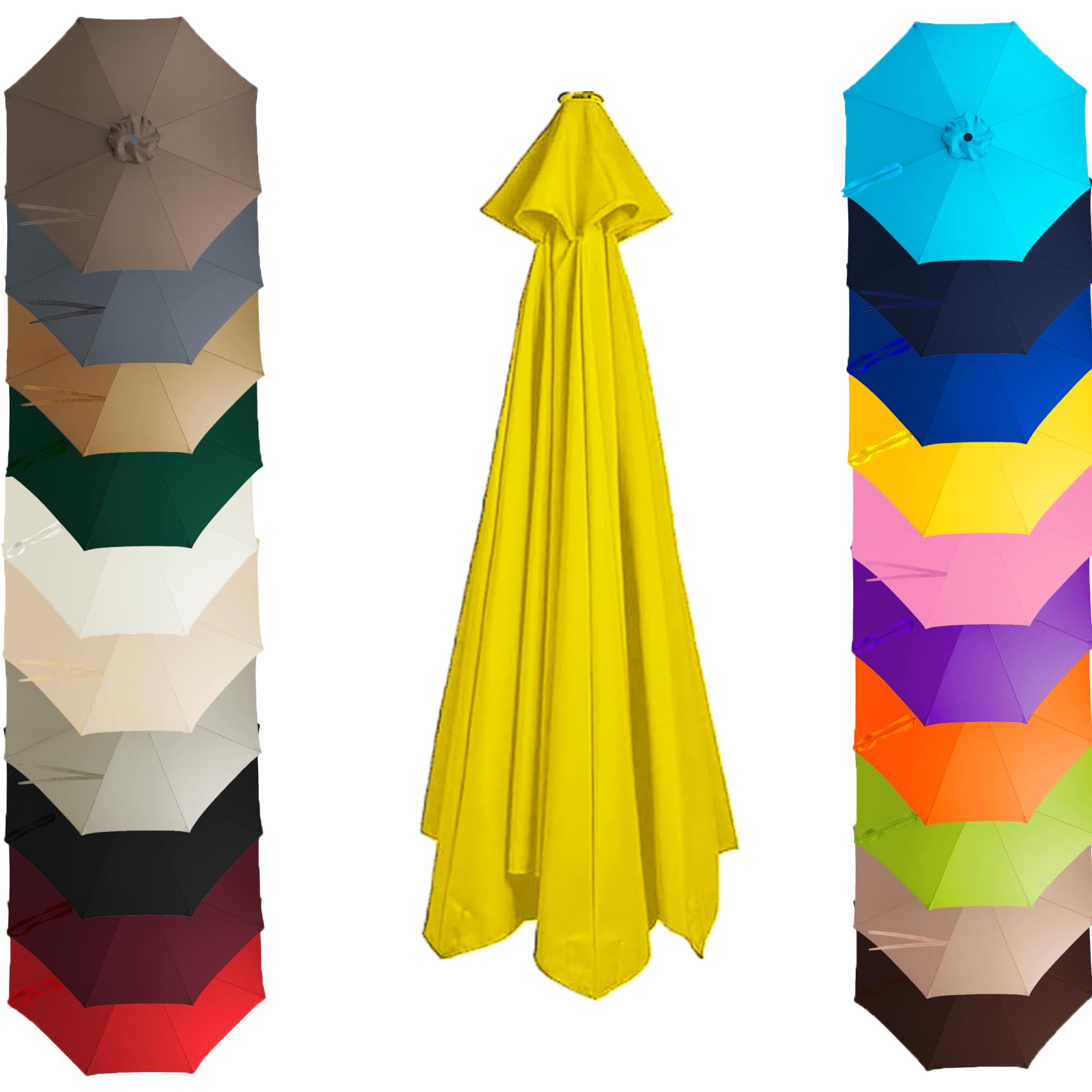 Telo Ombrellone Esterno, 6/8 Stecche, Antintemperie UV, Patio Giardino | Copertura durevole resistente a UV e acqua per patio, giardino e spiaggia.(Yellow,2.30m/7.5ft 8 Rib)