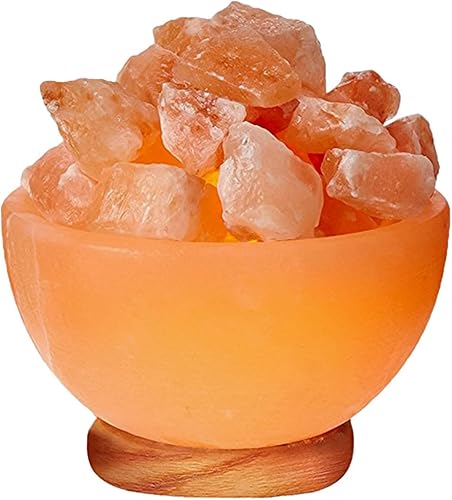 Himalayan Glow Lámpara de sal rosa natural con piedras de masaje, 5 piezas, bombilla de sal (certificado ETL) interruptor de atenuación | (2