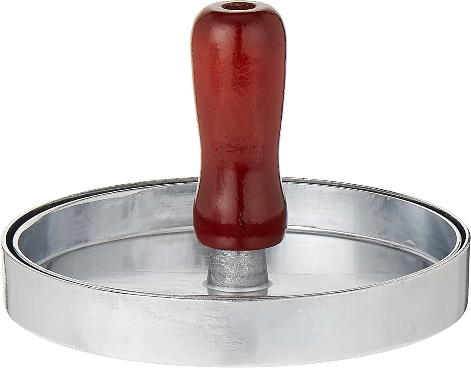 FITTODouble Hamburger Press, Round Shape - Silver Brown, Essential Kitchen & Grilling Gadget, Ribbed Surface for Searing Effect, Aluminum Burger Press with Detachable Handle for BBQ & Picnics