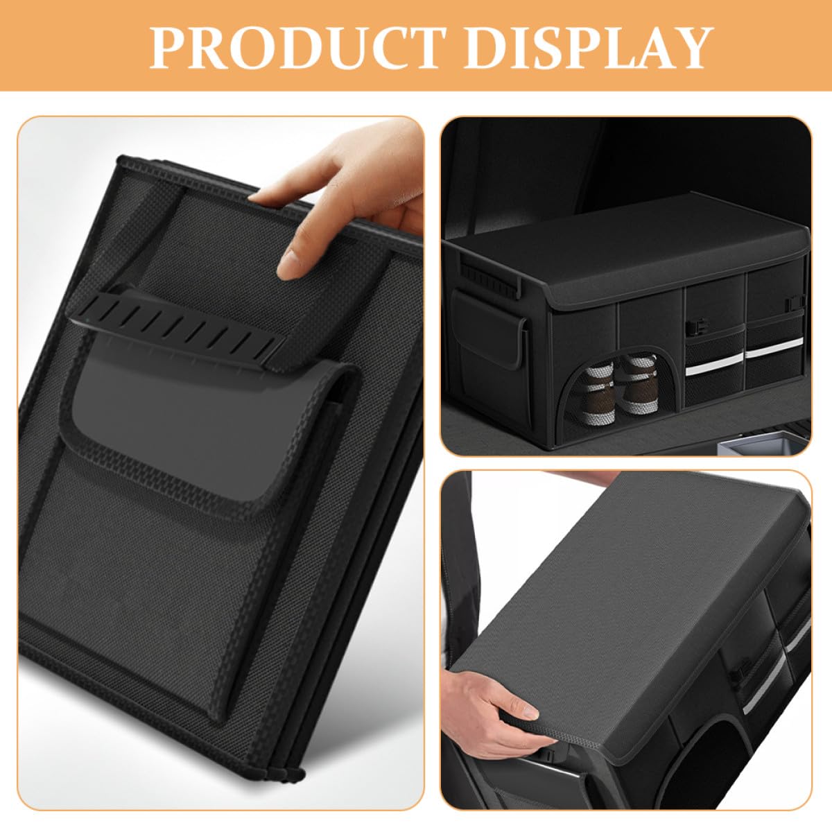 HANABASS Organizador de Maletero de Coche Plegable Grande de Tela Oxford Resistente al Agua, Negro, con Capacidad para 12 Piezas, Adecuado para Suv, Camión y Furgoneta, Almacenamiento
