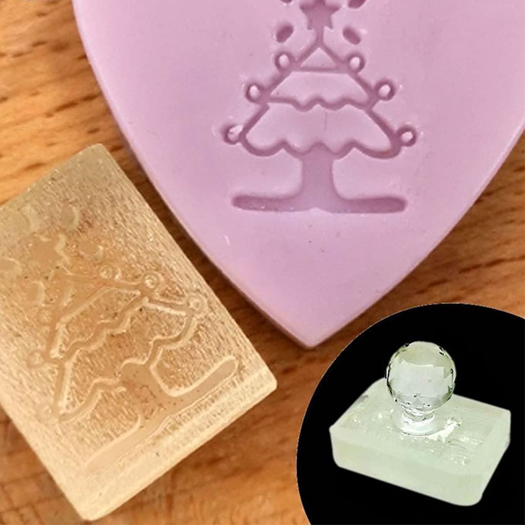Christmas Theme Transparent Soap Stamp Natural Organic Making Acrylic Stamps Resin Chapters Small Clear Christmas Stamp Block for Card