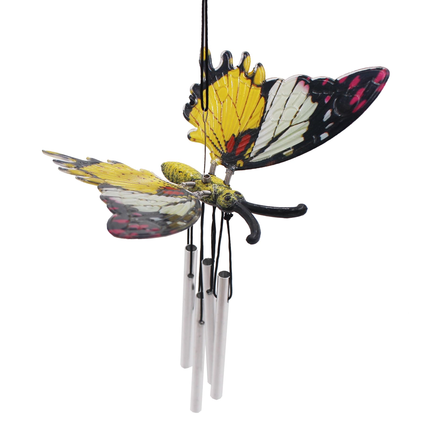 Widdle Gifts Yellow Butterfly Garden Wind Chime 25Cm Hanging Ornament (Yellow)