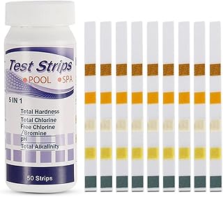 Papel De Teste,Jiangtao Tiras de teste de spa de piscina 5 em 1 cloro pH alcalinidade teste de dureza da água tiras de teste de piscina healthwater 50 unidades