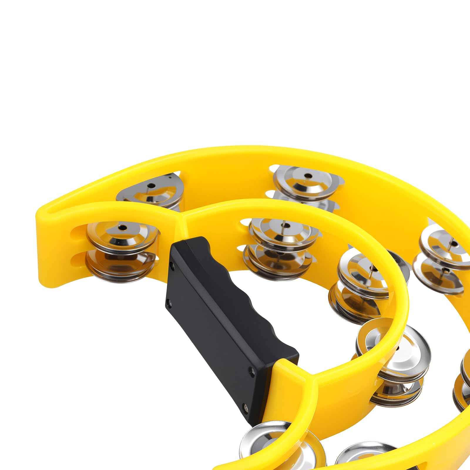ZOENHOU 3 sztuki tamburyn półksiężycowy z metalowymi obejmami, konstrukcja z tworzywa sztucznego PP, ręczna perkusja dla muzyków, prób taśm i lekcji (czerwony/żółty/niebieski)