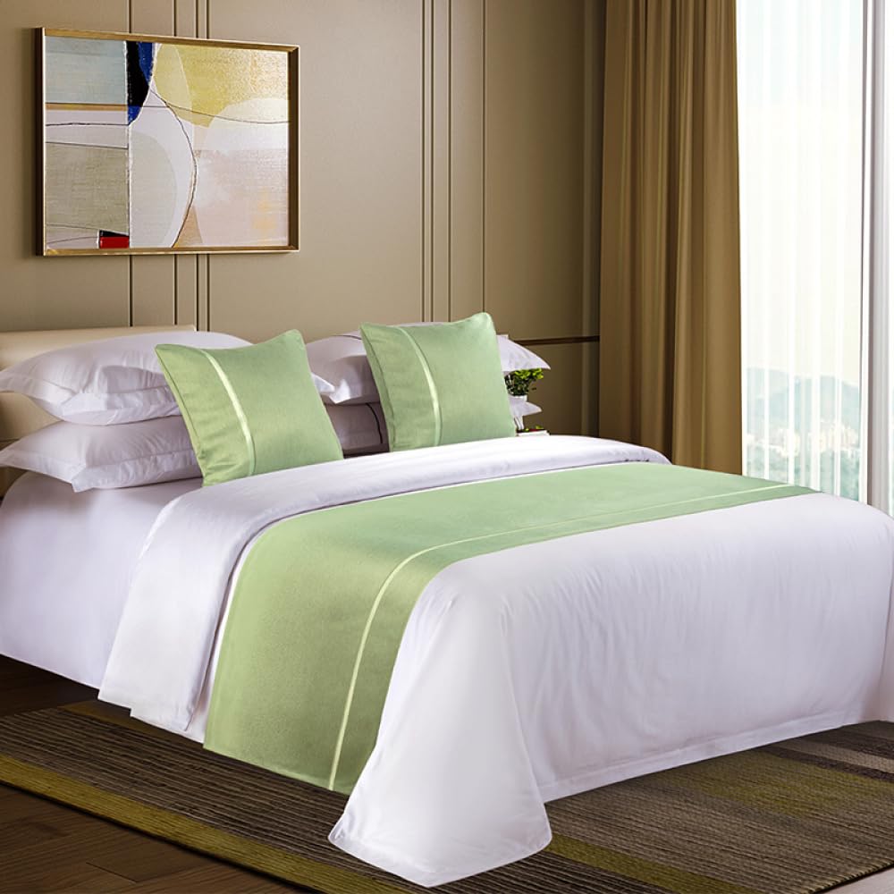 JANMEYO Bed Runner Bed Runners Scarves Modern Simple Bed Throws Fashion Bedding Scarf Protection Single Double King Size Bed End Towel for Bedroom Home Decoration-Green||50x260cm(2m bed)