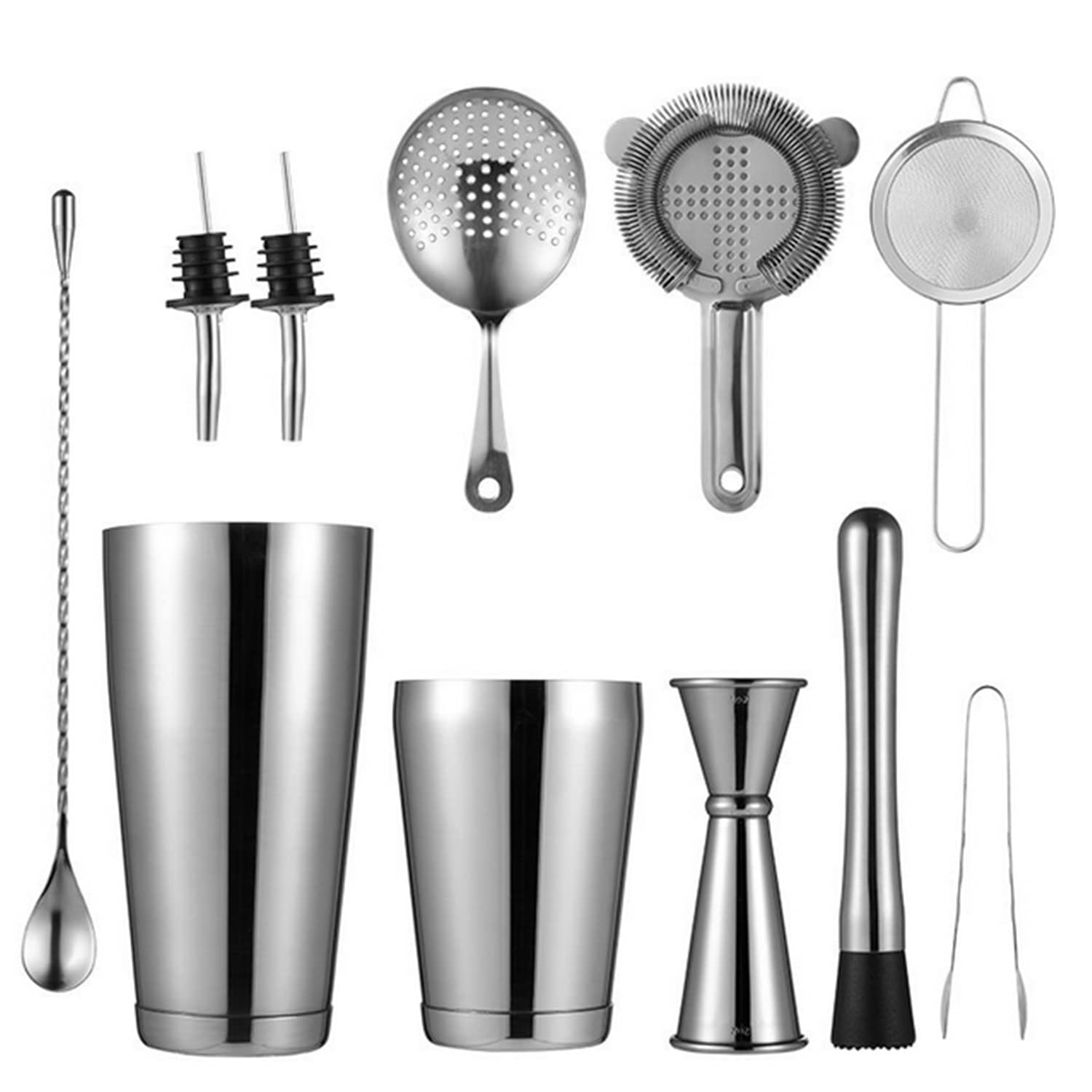 SKEIDO 11pcs/set Bartender Kit Cocktail Shaker Set for Bar Home DIY Mixed Drinks Martini Boston Shakers Tools Mixer Drink Bartender
