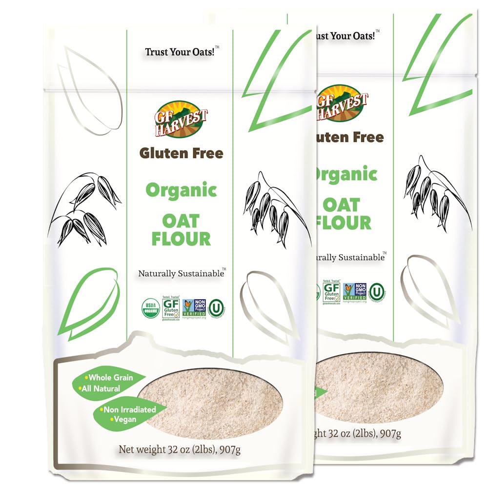 Gluten Free Organic Whole Grain Oat Flour, 32 Ounce Bag, Pack of 2