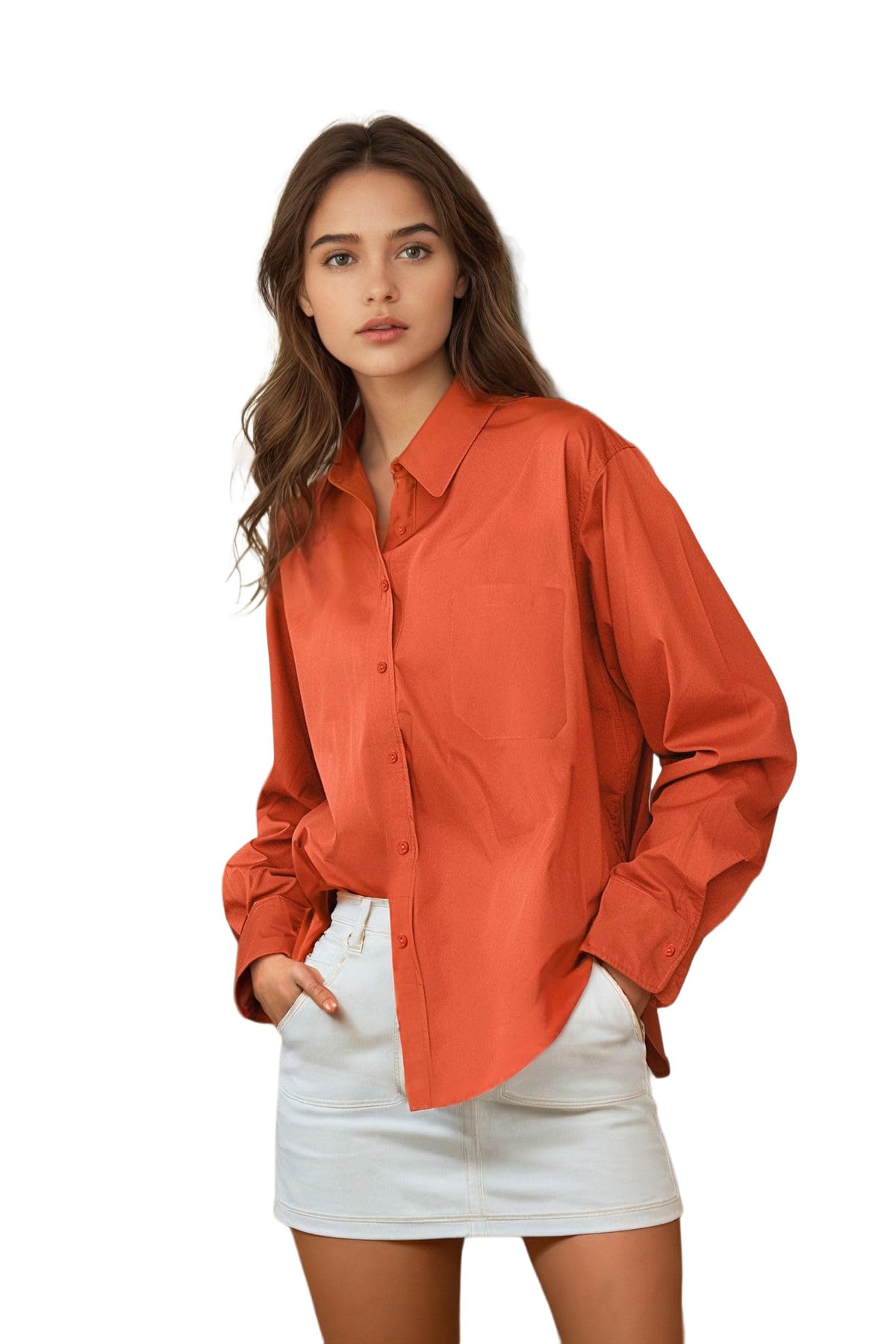 Trendyol Women Basic Oversize Basic Shirt Collar Woven Shirt