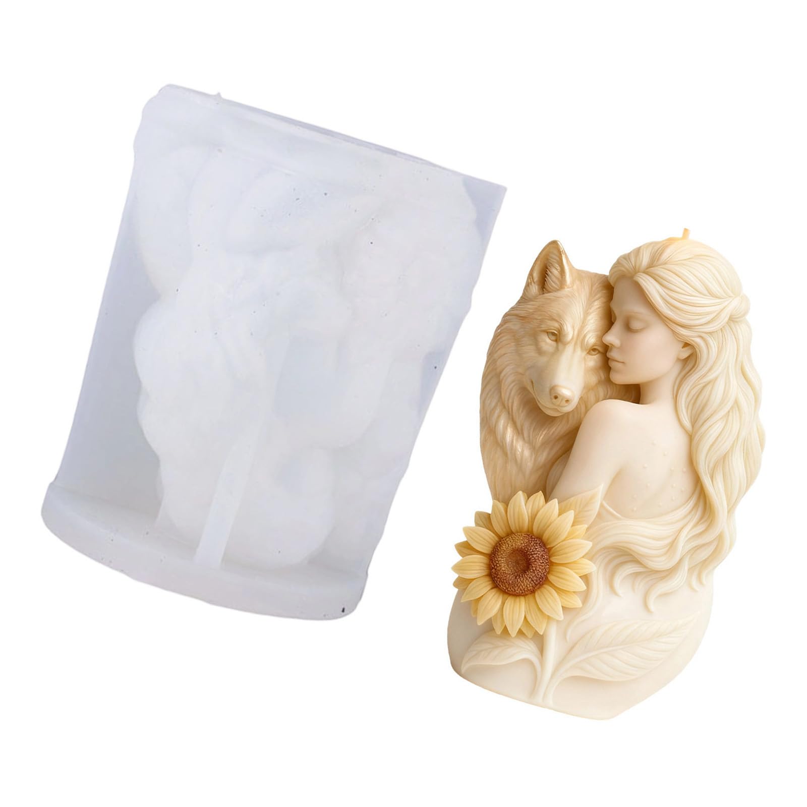 CAZSTYK Wolf Girl Shape Silicone Mold Food Safe Baking Tool for Resin Casting Soap Chocolate Festival Decoration Easy Unmold Silicone