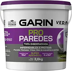 Tinta Emborrachada Pro Paredes Fachadas Premium Garin Branco 3,6kg Acabamento Fosco Anti Mofo
