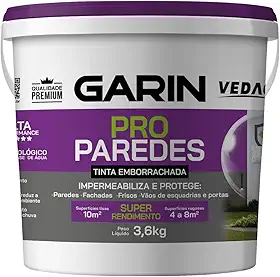 Tinta Emborrachada Pro Paredes Fachadas Premium Garin Branco 3,6kg Acabamento Fosco Anti Mofo