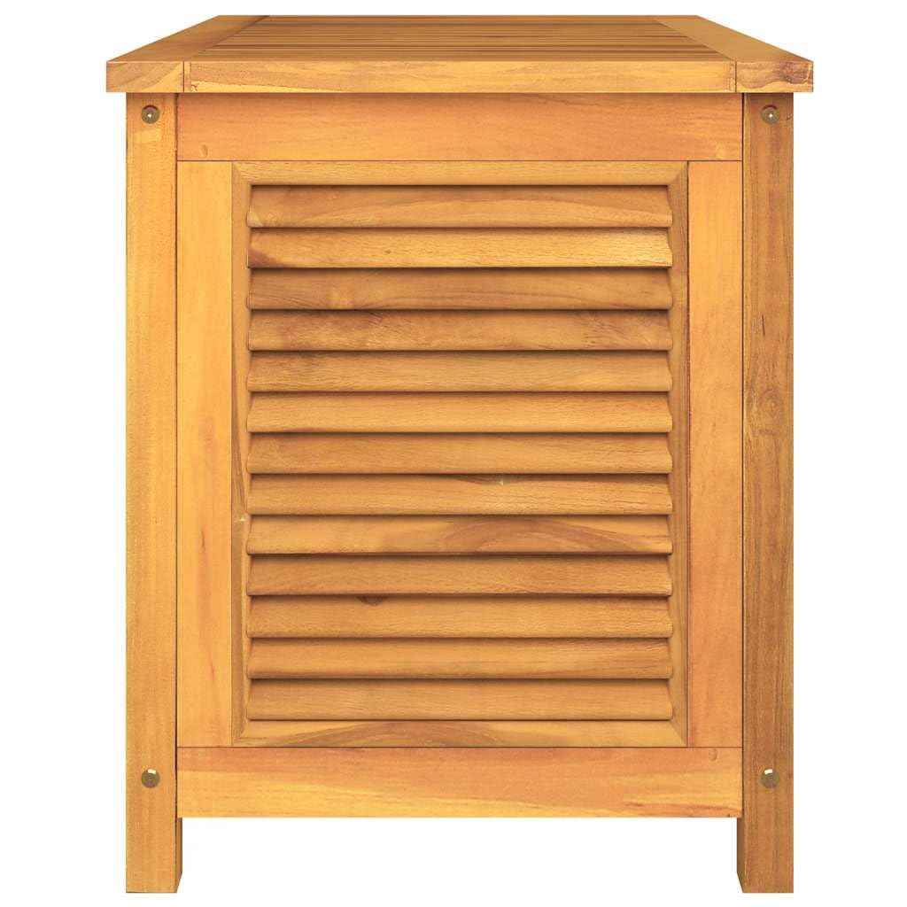Boîte de jardin 90 x 50 x 58 cm en teck massif imperméable pour terrasse, rangement extérieur, avec sac en polyéthylène