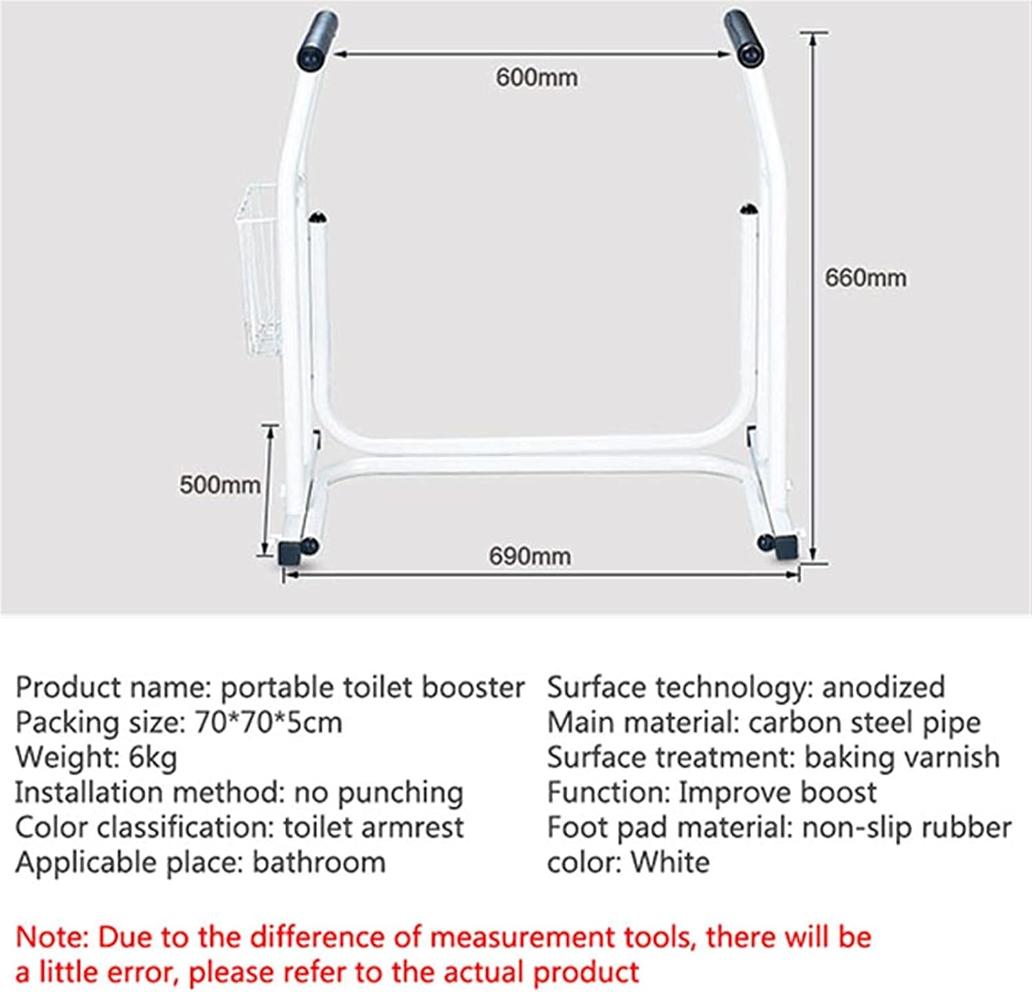 Handrail Toilet Frames for The Elderly Solid Portable Toilet Safety Rails Bar Bathroom Toilet Safety Assist Frame Safety Aid Hand Rail for Elderly Disability