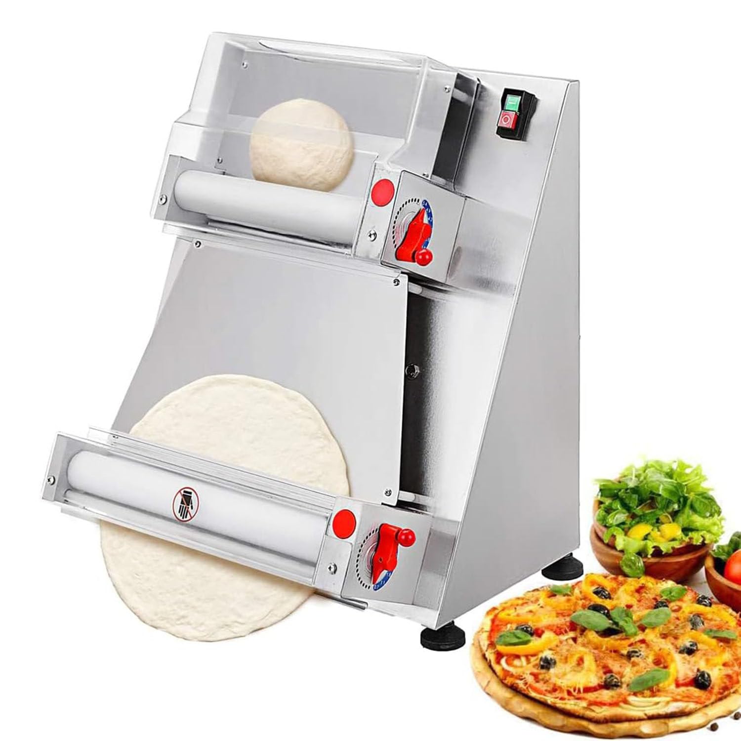 DPLXQPP 600w Electric Pizza Press Making Machine Pasta Maker,Stainless Steel Semi-Automatic Pizza Dough Press Machine,30/40cm Pizza Dough Roller Sheeter,for Pizza,Pie,Tortillas,Pastr,40cm-110V
