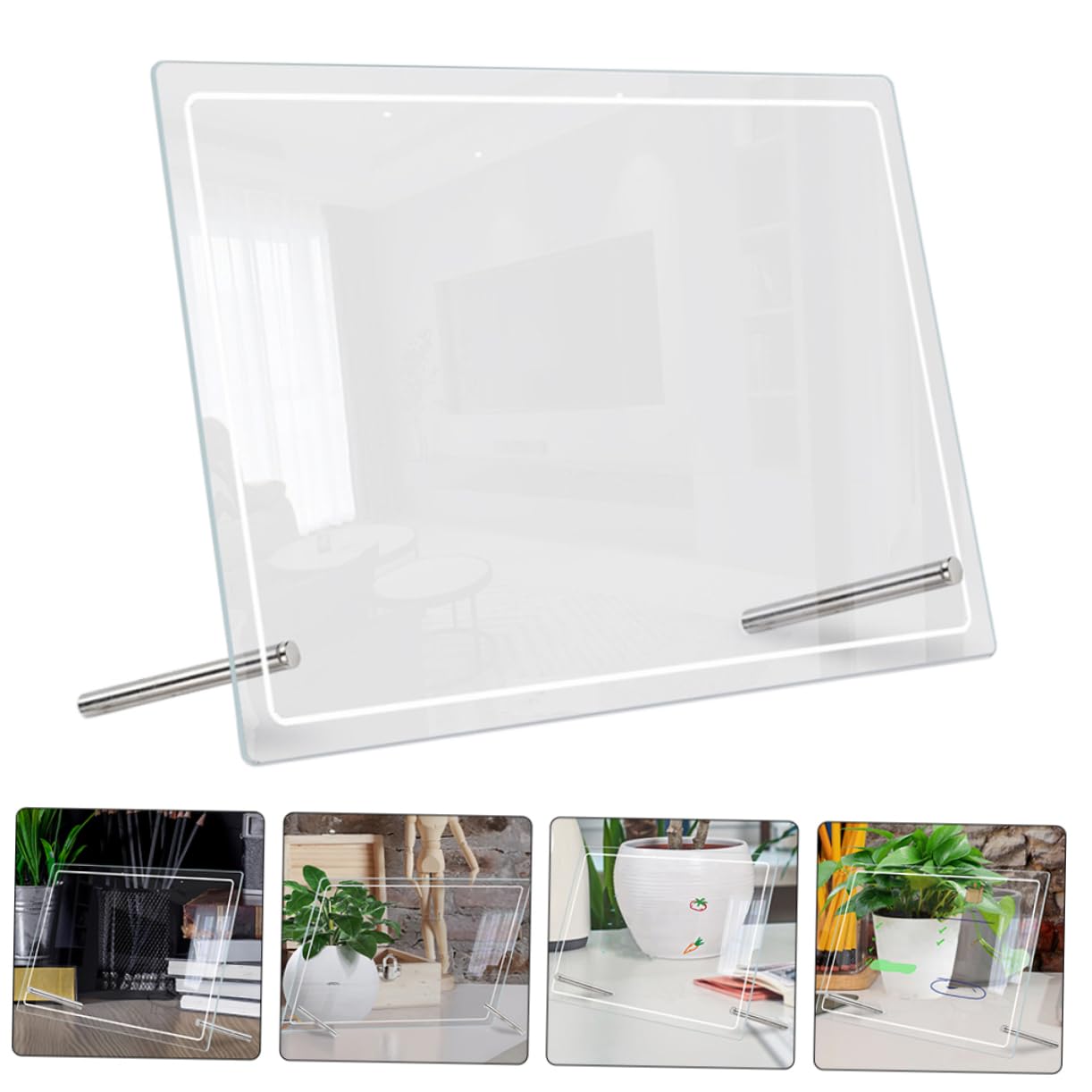 NUOBESTY 2 Stück Acryl Whiteboard Tisch Notiztafeln Abwischbar mit Kreativem Design Transparente Memotafel für Büro und Zuhause