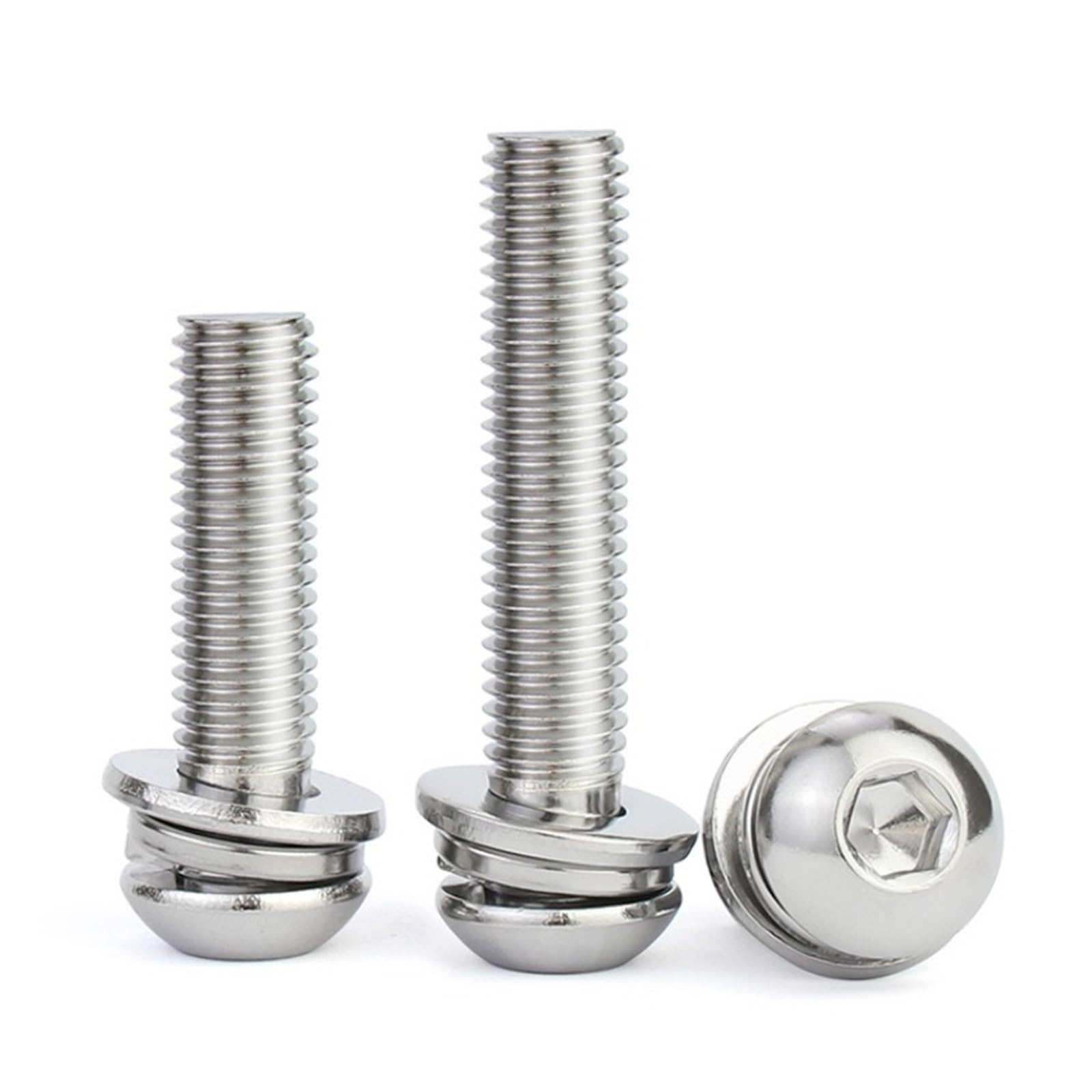 5-20 Sztuk Sześciokątne Gniazdo Śruba Z Łbem Walcowym Płaska Podkładka Sprężysta Połączenie M5 M6 M8 304 Stal Nierdzewna(50mm,M5(20pcs))