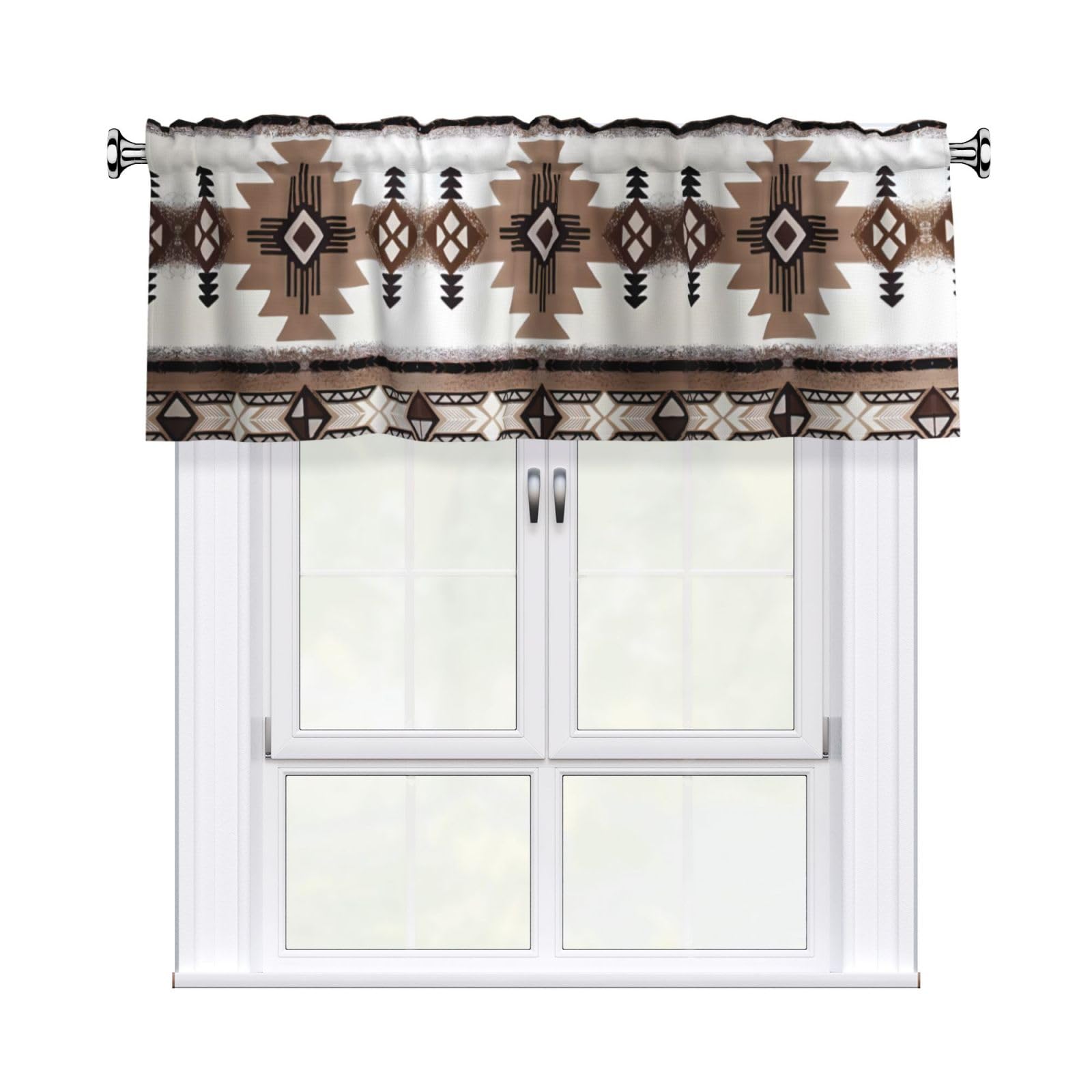 WHJSHOP Aborigines Prints Curtain Valance 54x18in - Peach Skin Kitchen Window Layer, Filtered Light & Quick-Install Rod Pocket Cover