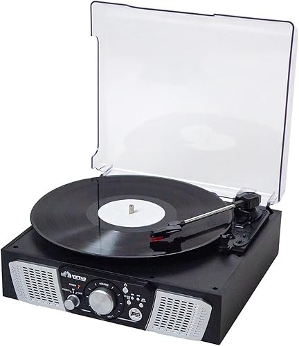 Victor VHRP-1100 Lakeshore - Sistema de tocadiscos 5 en 1 con reproductor de discos, Bluetooth, reproducción y grabación USB, radio FM y altavoces