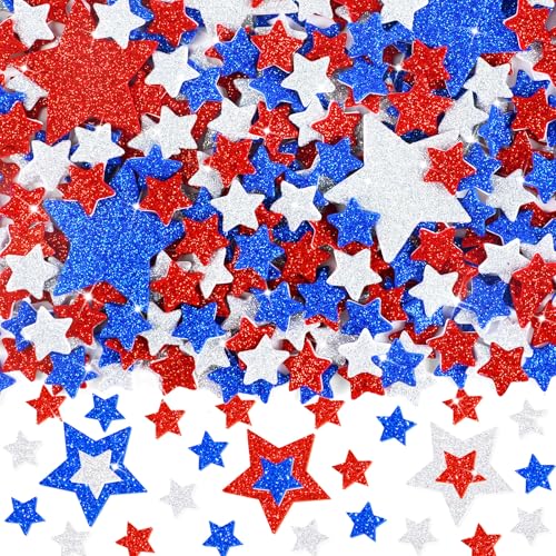 1384Pcs Glitter Foam Stickers Colorful Self Adhesive Geometric Foam Stickers with Star Shape DIY Craft Stickers for Preschool Art Project Scrapbooking Home&Party Decor(Star Stickers)
