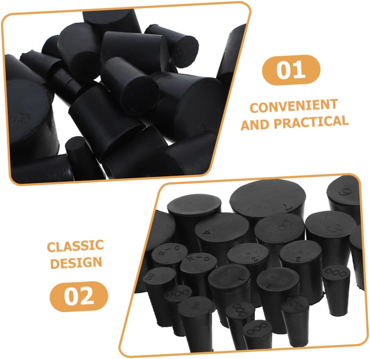 25pcs Test Tube Bottle Stoppers Rubber Plugs Leakproof Sealing for Lab Kitchen Tapered Easy to Install
