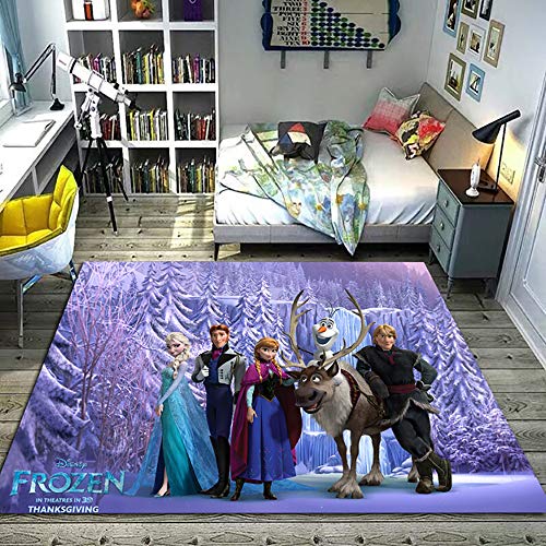 ZoikoM Teppiche Für Wohnzimmer, Teppiche Cartoon Blau Gefroren Prinzessin ELSA Anna Olaf Kinder...