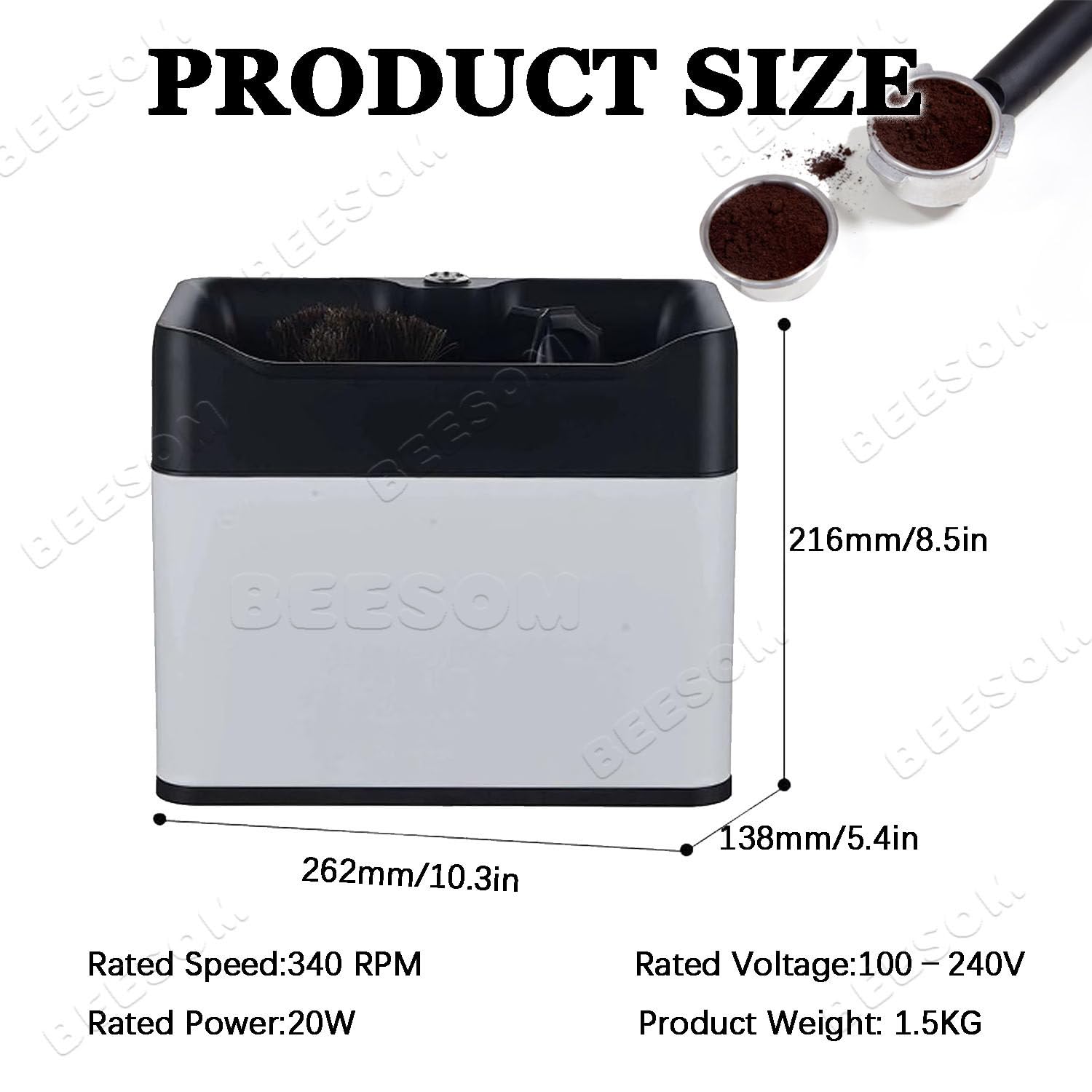 Limpiador Portafiltros Cafe Eléctrico,Limpiadora Portafiltros Eléctrica, Limpieza automática,1 Cepillo+2 raspadores,Compacto,para Barista y Uso doméstico Black