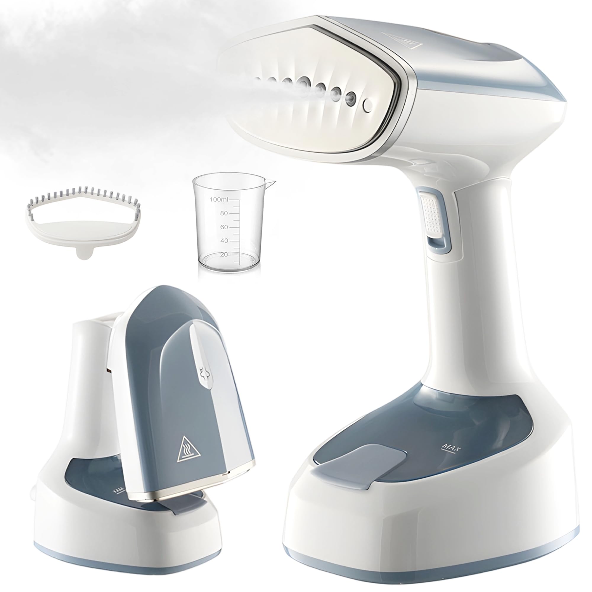 Foldable Clothes Steamer, Portable Handheld Steamer for Clothes, Fast Heat Up, Deep Wrinkle Removal, 1500W Garment Steamer with 150 ml Water Tank for Home, Office & Travel (Gray-Blue)