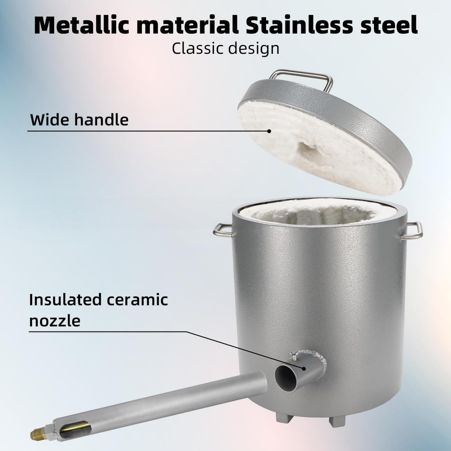 Horno de fusión de Metales a propano, Kit de fundición de 6 kg con crisol de 650 ml y Fuente de Calor, para Metales por Debajo de 1300 °C (2372 °F), Oro, Plata, Cobre, latón.