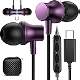 COOYA USB C Headphone Type C Wired Earbuds for iPhone 17 16 15 Pro Max iPad 10 Air 6 Pixel 9 8 Magnetic Bass Noise Canceling In-Ear Earphone+Mic for Samsung Galaxy S25 Ultra A16 S24 S23 S22 OnePlus 13