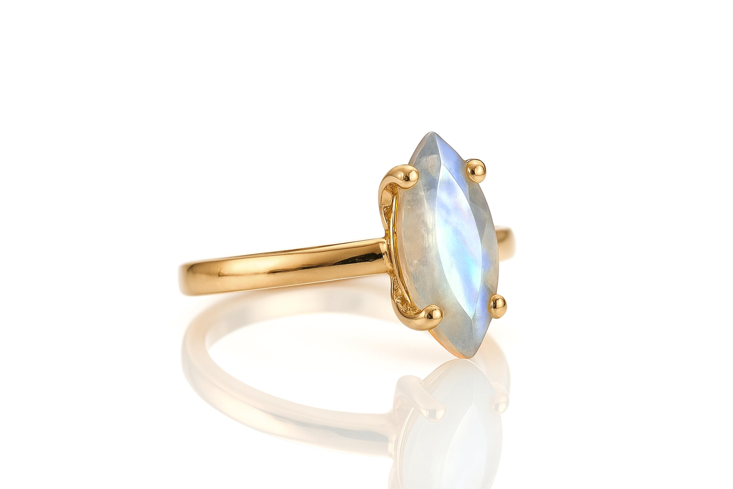 Eleganter Mondstein Ring - Charmante Rose Gold Marquise Ringe für Frauen - Anpassbare Versprechen Ring, Stapelbar Ring, Jeden Tag Ring - Handgemachter Schmuck für Veranstaltungen