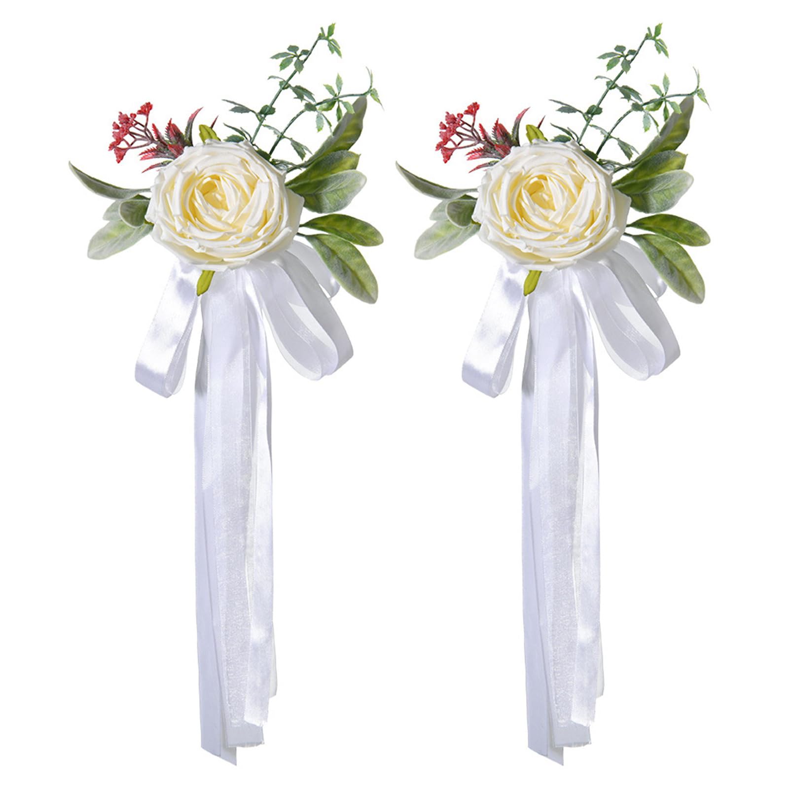 SXRQ 2PCS Realistic Flower Arrangement for Chair Sash Decoration Bridal Shower Anniversary Festive Event Wedding Chair Flower
