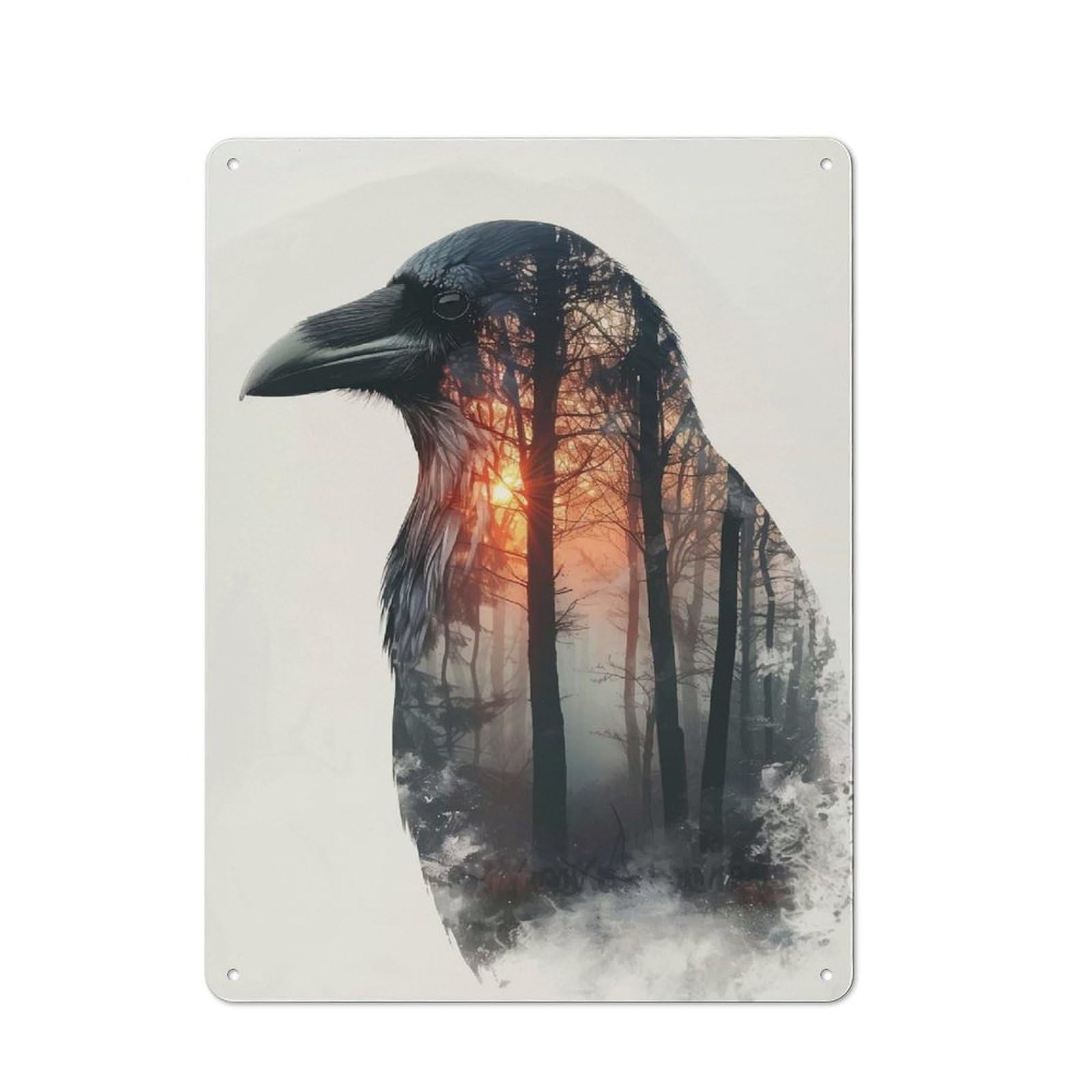 Junmoney Surreal Nature And Animal Nostalgic Metal Wall Plaque 40X30cm, Retro Room Decor For Kitchen, Hallway, Bar Or Small Cafe