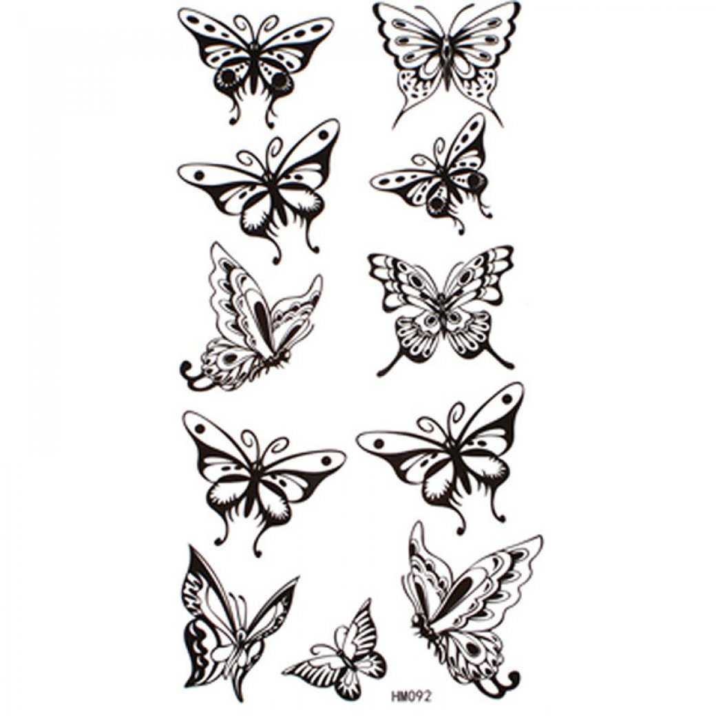 SPESTYLE Etiquetas engomadas temporales no tóxicas impermeables del tatuaje del tatuaje impermeable y del sudor temporales mariposa negra