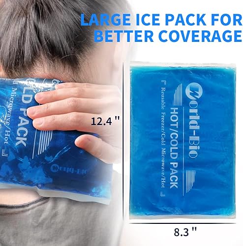 Miniatura 3 de Paquetes de hielo de gel extra grandes para lesiones, compresa fría de gel reutilizable para hombros, rodilla, espalda y cuello, paquetes calientes