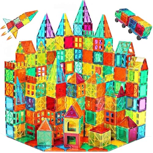 Magnetic Tiles 100PCS with 2 Cars, STEM Educational Building Bloc...