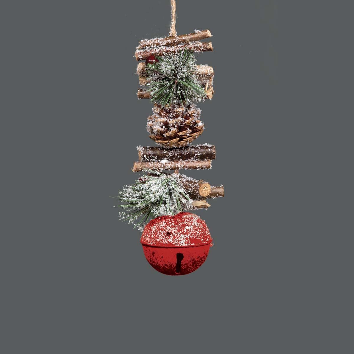 Shatchi Hanging Decoration With Jingle Bells Wooden SticksBerries And Pinecones Christmas Home Wall Door 33Cm Red from B&Q