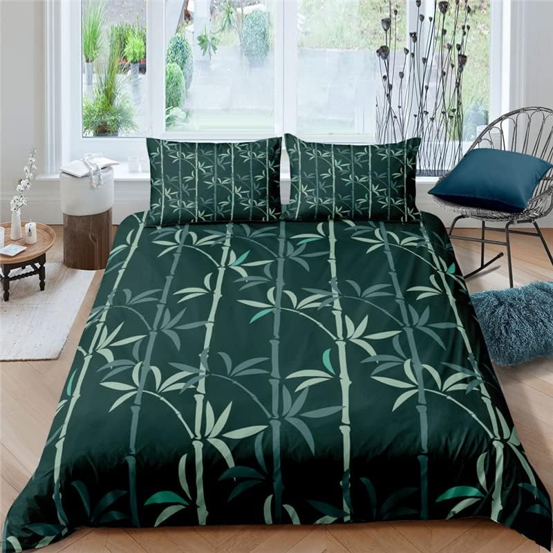 Funda Nordica Cama 150 Infantiles Bambú Verde Edredon Cama 150 para Niñas Niños con Cremallera Suave y cómodo Microfibra Fundas Nordicas 240x260 cm + 2 Fundas de Almohada 50x75 cm