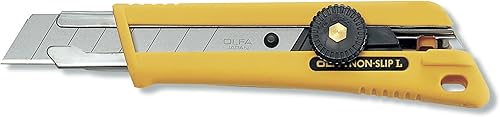 OLFA Cuchillo utilitario resistente de 0.709 in (NOL-1BB) - Cuchillo multiusos de precisión de agarre de goma cómodo con profundidad de corte